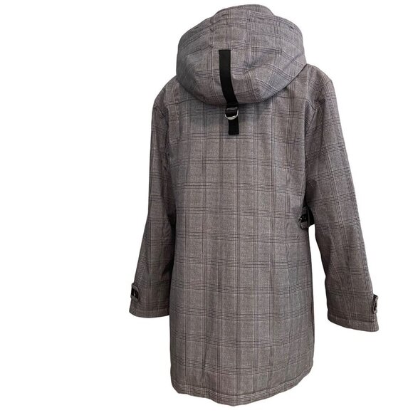 North Side Plaid Hooded Quilted Lined Rain Jacket Womens 16W hood neutral plus - Picture 4 of 13